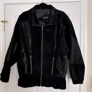 RARE VINTAGE G4000 Genuine Black Leather Jacket Size Medium Men’s Snakeskin 80s